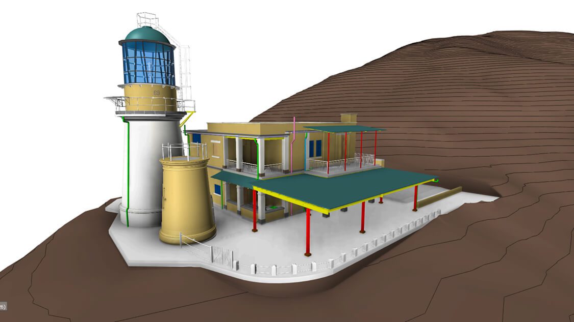 GREEN ISLAND LIGHT HOUSE - DIGITAL TWIN FEDDERATED AERIAL MODEL